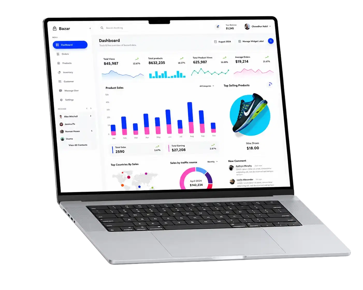 Dhumi e-commerce platform displayed on a tablet, featuring furniture deals, product categories, and customizable shopping options.